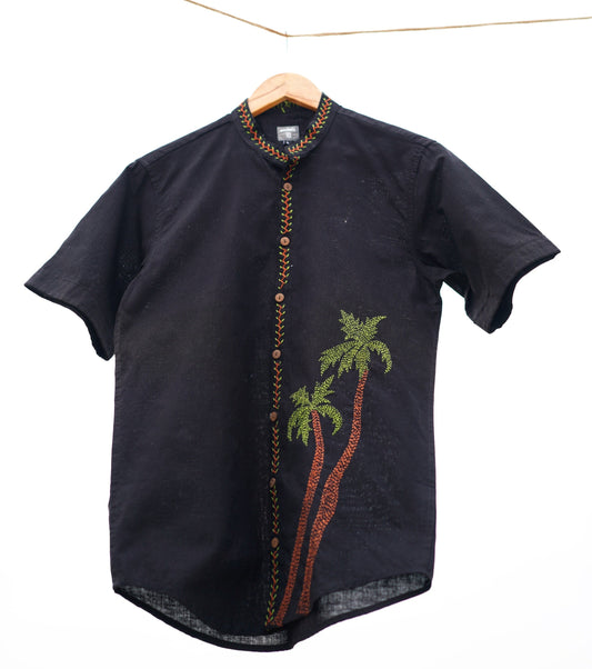 BRODÉE BLACK TROPICAL SHIRT