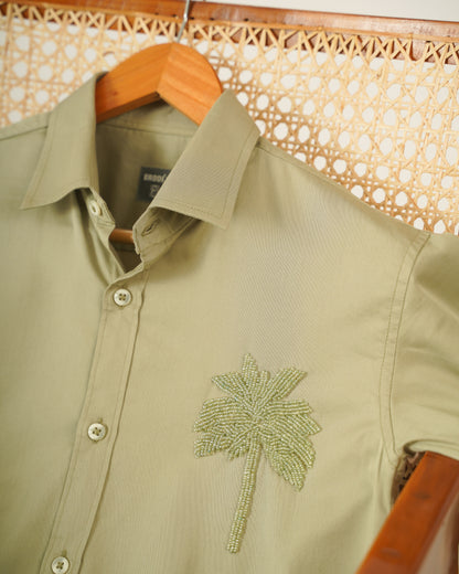 PALM OLIVE BRODÉE SHIRT