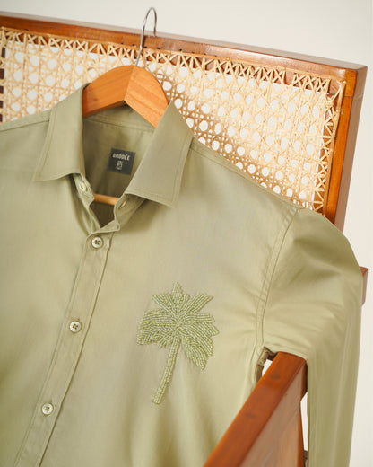 PALM OLIVE BRODÉE SHIRT