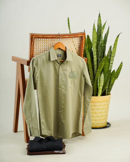 PALM OLIVE BRODÉE SHIRT